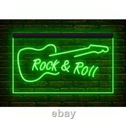 140009 Rock and Roll Guitar Music Band Room Studio Display LED Light Neon Sign