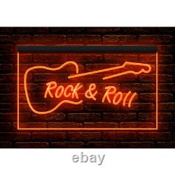 140009 Rock and Roll Guitar Music Band Room Studio Display LED Light Neon Sign