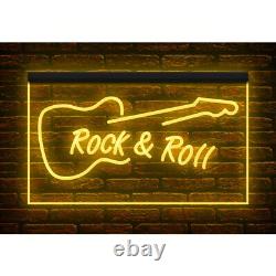 140009 Rock and Roll Guitar Music Band Room Studio Display LED Light Neon Sign