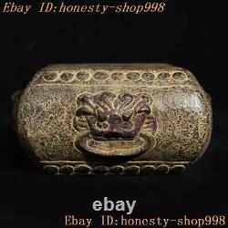 5.2 Collect old Chinese Bluestone painted Musical Instruments Stone Drum statue