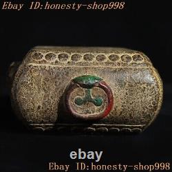 5.2 Collect old Chinese Bluestone painted Musical Instruments Stone Drum statue