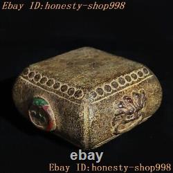 5.2 Collect old Chinese Bluestone painted Musical Instruments Stone Drum statue