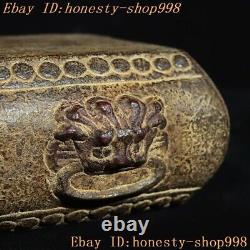 5.2 Collect old Chinese Bluestone painted Musical Instruments Stone Drum statue