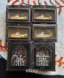 90's Kiss Rock N Roll Band & Beatles Yellow Sub Collectible Christmas Ornaments