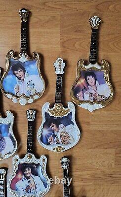 Elvis Presley Entertainer of the Century Guitar Shape Collector Plates 11 Pc