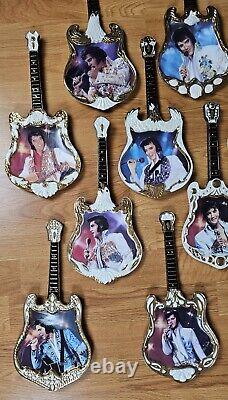 Elvis Presley Entertainer of the Century Guitar Shape Collector Plates 11 Pc