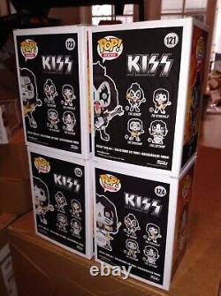 Funko Pop ROCKS KISS Set OF 4 Exclusive Glow In The Dark GITD Figures