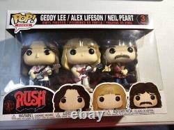 Funko Pop Rush 3 Pack Geddy Lee / Alex Lifeson / Neil Peart Vaulted HTF NICE