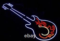 Guitar Rock Live Music 24x20 Neon Sign Light Lamp Workshop Cave Collection UY