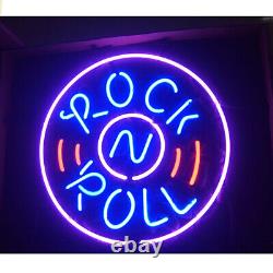 New Rock N Roll Music 20x16 Neon Light Lamp Sign Real Glass Windows Artwork