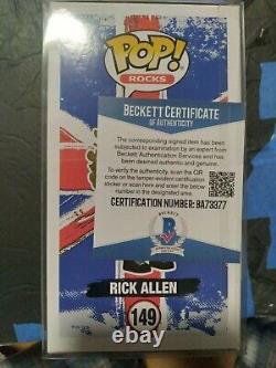 Rick Allen Def Leppard Drummer Signed Funko Pop Vinyl Toy 149 Beckett Bas Cert