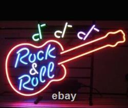 Rock & Roll Guitar Live Music Band 17x14 Neon Light Sign Lamp Gift Wall Decor