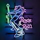 Rock & Roll Guitar Music 20x16 Neon Light Lamp Sign Beer Bar Wall Decor