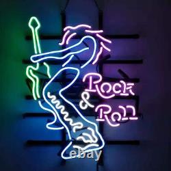 Rock & Roll Guitar Music 24x20 Neon Light Lamp Sign Beer Bar Wall Decor