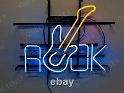 Rock Roll Guitar Music 24x20 Neon Sign Light Lamp Workshop Collection Cave UY