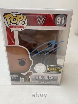 The Rock Signed COA Funko Pop! Vinyl WWE Entertainment Earth (Exclusive) #91